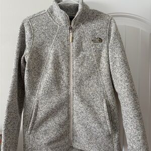 The North Face Heathered Light Gray Full-Zip Fleece Jacket